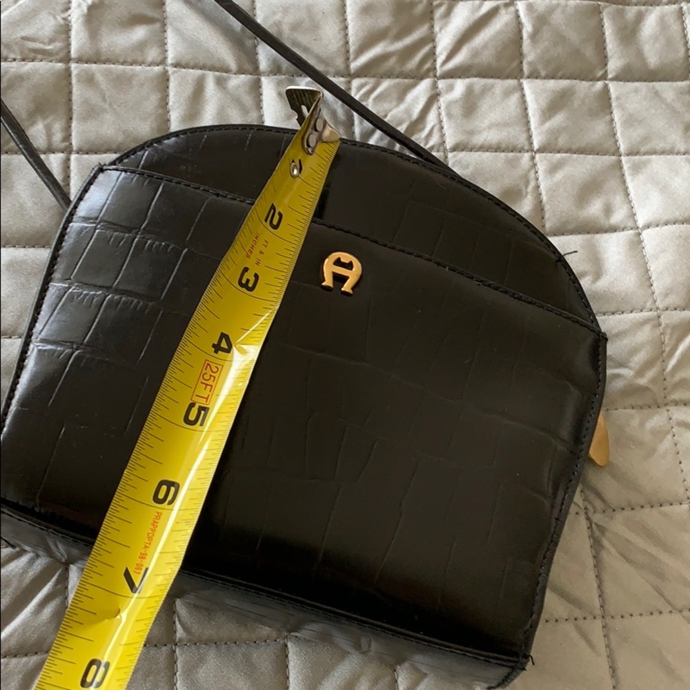 Etienne Aigner black crocodile leather cross-body